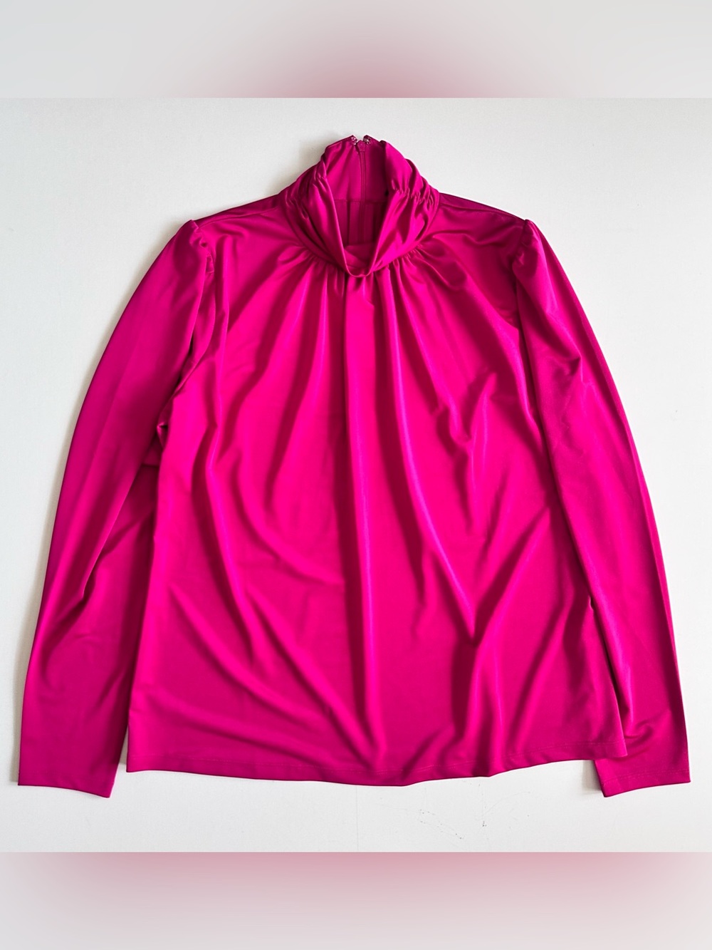 Ann Taylor Magenta Blouse Long Sleeve Turtle Neck Size M